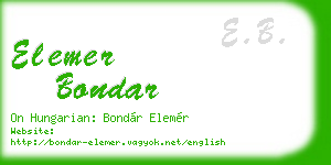 elemer bondar business card