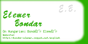 elemer bondar business card